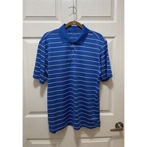 Adidas Golf Pure Motion Men's Polo Shirt Size M Blue Stripes